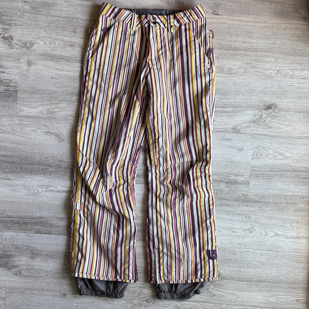 Burton Multicolor Striped Snowboard and Ski Pants, Size Medium